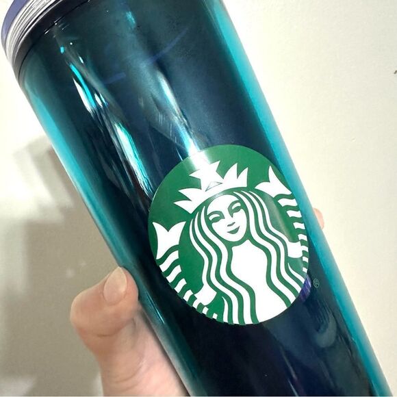 Starbucks 2022 Blue Venti Tumbler w customizable lid - silver sequin insert - Picture 2 of 6